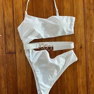 White cut out one piece swimsuit